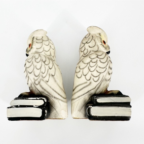 Vintage Roman Art Robia Ware Pair of Horned Owl Bookends - Picture 5 of 7